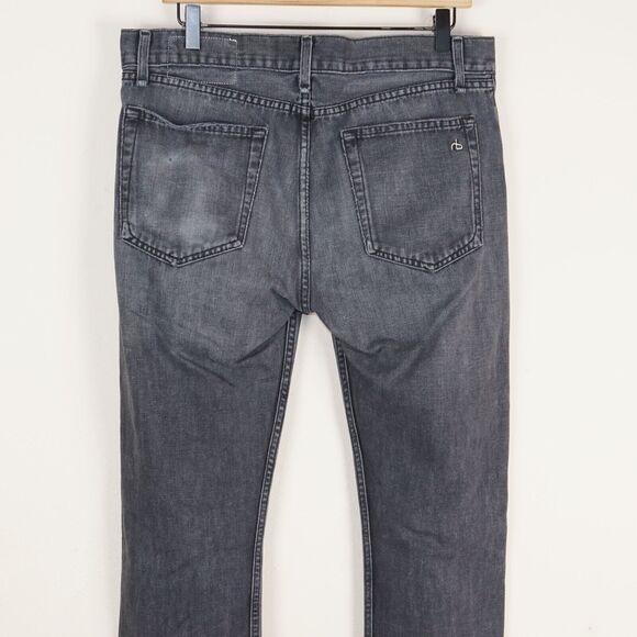 Rag & Bone RB 23X Jay Skinny Worn Rock Distressed Black Slub Jeans Mens Sz 33 - Picture 4 of 15